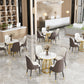 Sintered Stone White Dining Table Glam Style Pedestal Table for Dining Room Clearhalo ' dining_table' 'Dining Tables & Seating' 'Dining Tables' 'furn' 'furn_dining_table' 'Furniture' 'furniture_dining_table' 'Kitchen & Dining Furniture' 'kitchen&dining_furn' 'kitchen' 'kitchen_dining_table' 3726021