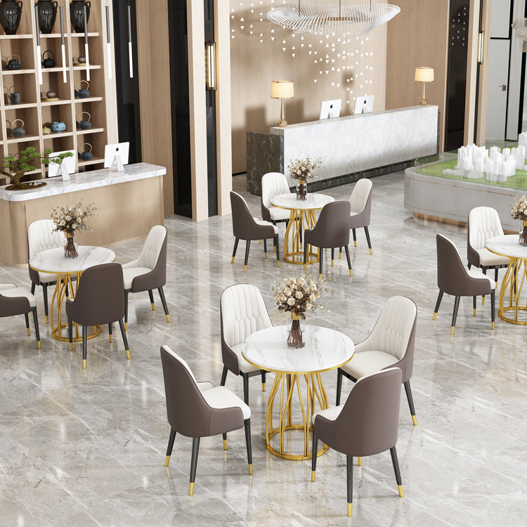 Sintered Stone White Dining Table Glam Style Pedestal Table for Dining Room Clearhalo ' dining_table' 'Dining Tables & Seating' 'Dining Tables' 'furn' 'furn_dining_table' 'Furniture' 'furniture_dining_table' 'Kitchen & Dining Furniture' 'kitchen&dining_furn' 'kitchen' 'kitchen_dining_table' 3726021