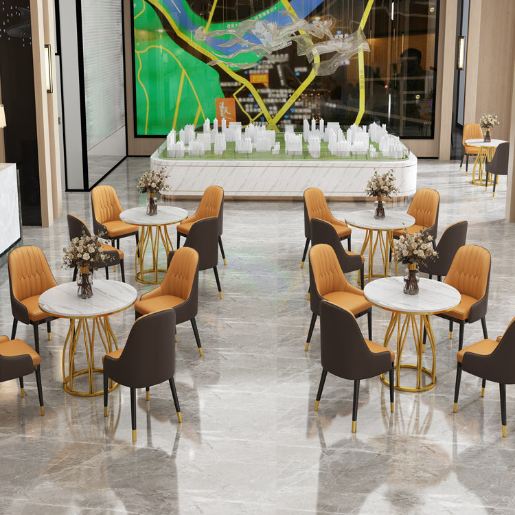 Sintered Stone White Dining Table Glam Style Pedestal Table for Dining Room Clearhalo ' dining_table' 'Dining Tables & Seating' 'Dining Tables' 'furn' 'furn_dining_table' 'Furniture' 'furniture_dining_table' 'Kitchen & Dining Furniture' 'kitchen&dining_furn' 'kitchen' 'kitchen_dining_table' 3726024