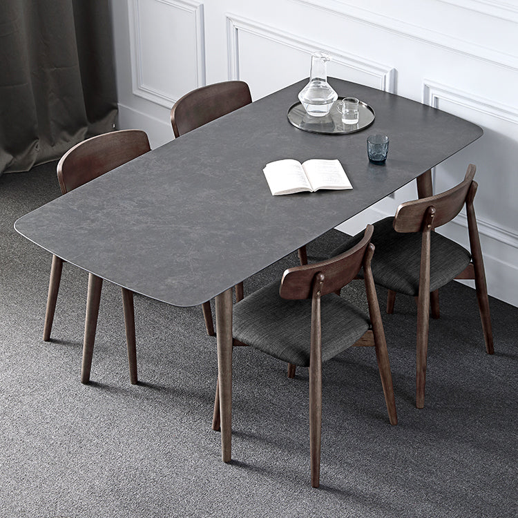 Contemporary Style Home Sintered Stone Dining Table Rectangle Shape Table with 4 Legs Base Clearhalo ' dining_table' 'Dining Tables & Seating' 'Dining Tables' 'furn' 'furn_dining_table' 'Furniture' 'furniture_dining_table' 'Kitchen & Dining Furniture' 'kitchen&dining_furn' 'kitchen' 'kitchen_dining_table' 3726028