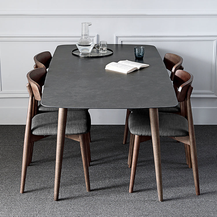 Contemporary Style Home Sintered Stone Dining Table Rectangle Shape Table with 4 Legs Base Clearhalo ' dining_table' 'Dining Tables & Seating' 'Dining Tables' 'furn' 'furn_dining_table' 'Furniture' 'furniture_dining_table' 'Kitchen & Dining Furniture' 'kitchen&dining_furn' 'kitchen' 'kitchen_dining_table' 3726029