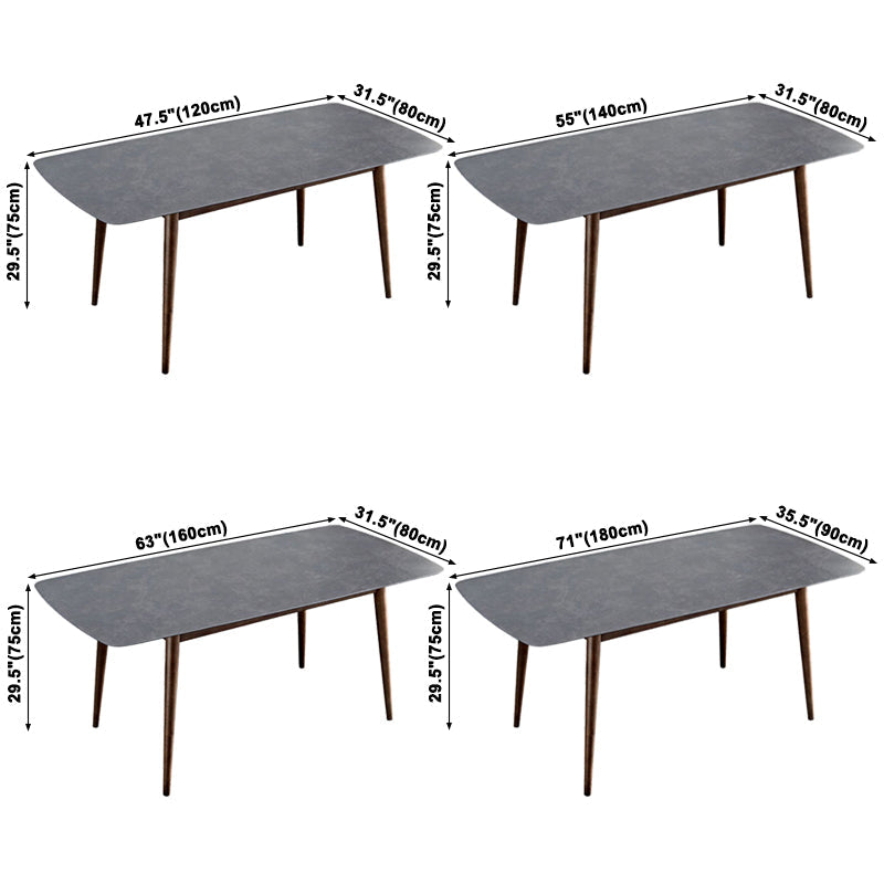 Contemporary Style Home Sintered Stone Dining Table Rectangle Shape Table with 4 Legs Base Clearhalo ' dining_table' 'Dining Tables & Seating' 'Dining Tables' 'furn' 'furn_dining_table' 'Furniture' 'furniture_dining_table' 'Kitchen & Dining Furniture' 'kitchen&dining_furn' 'kitchen' 'kitchen_dining_table' 3726037