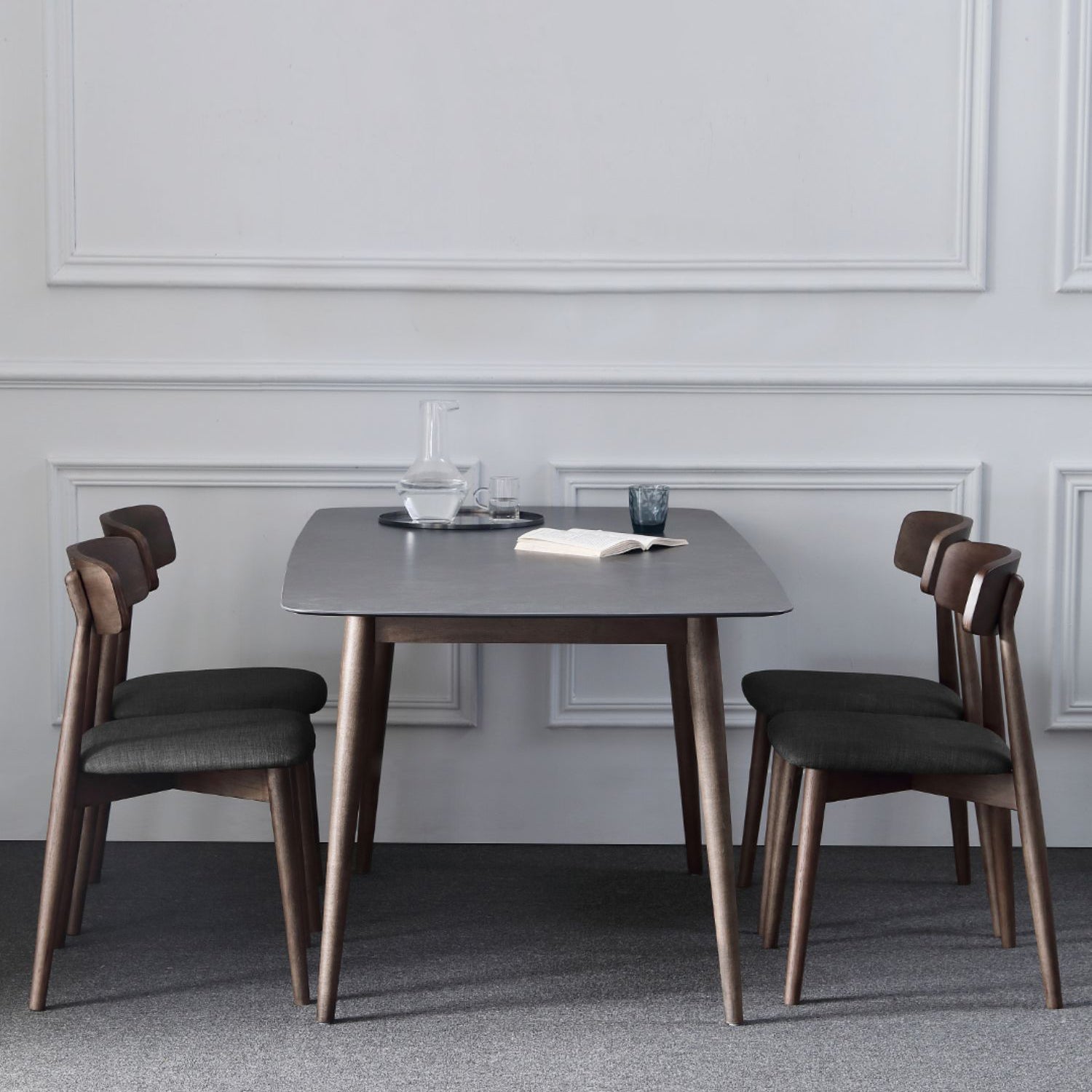 Contemporary Style Home Sintered Stone Dining Table Rectangle Shape Table with 4 Legs Base Clearhalo ' dining_table' 'Dining Tables & Seating' 'Dining Tables' 'furn' 'furn_dining_table' 'Furniture' 'furniture_dining_table' 'Kitchen & Dining Furniture' 'kitchen&dining_furn' 'kitchen' 'kitchen_dining_table' 3726038