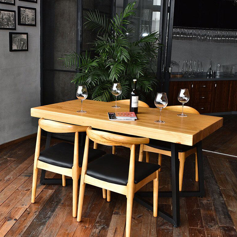 Industrial Style Solid Wood Dining Table Home Use Rectangle Table with Trestle Base Clearhalo ' dining_table' 'Dining Tables & Seating' 'Dining Tables' 'furn' 'furn_dining_table' 'Furniture' 'furniture_dining_table' 'Kitchen & Dining Furniture' 'kitchen&dining_furn' 'kitchen' 'kitchen_dining_table' 3739165