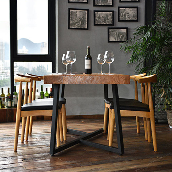 Industrial Style Solid Wood Dining Table Home Use Rectangle Table with Trestle Base Clearhalo ' dining_table' 'Dining Tables & Seating' 'Dining Tables' 'furn' 'furn_dining_table' 'Furniture' 'furniture_dining_table' 'Kitchen & Dining Furniture' 'kitchen&dining_furn' 'kitchen' 'kitchen_dining_table' 3739166