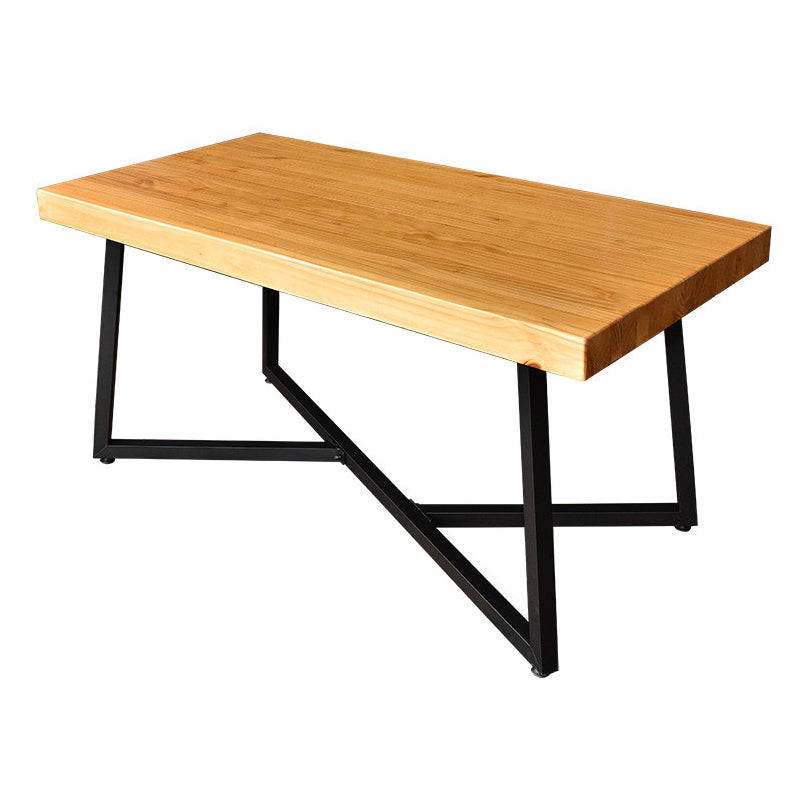 Industrial Style Solid Wood Dining Table Home Use Rectangle Table with Trestle Base Without Chairs Clearhalo ' dining_table' 'Dining Tables & Seating' 'Dining Tables' 'furn' 'furn_dining_table' 'Furniture' 'furniture_dining_table' 'Kitchen & Dining Furniture' 'kitchen&dining_furn' 'kitchen' 'kitchen_dining_table' 3739167