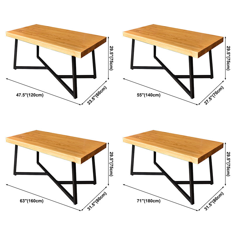 Industrial Style Solid Wood Dining Table Home Use Rectangle Table with Trestle Base Clearhalo ' dining_table' 'Dining Tables & Seating' 'Dining Tables' 'furn' 'furn_dining_table' 'Furniture' 'furniture_dining_table' 'Kitchen & Dining Furniture' 'kitchen&dining_furn' 'kitchen' 'kitchen_dining_table' 3739168