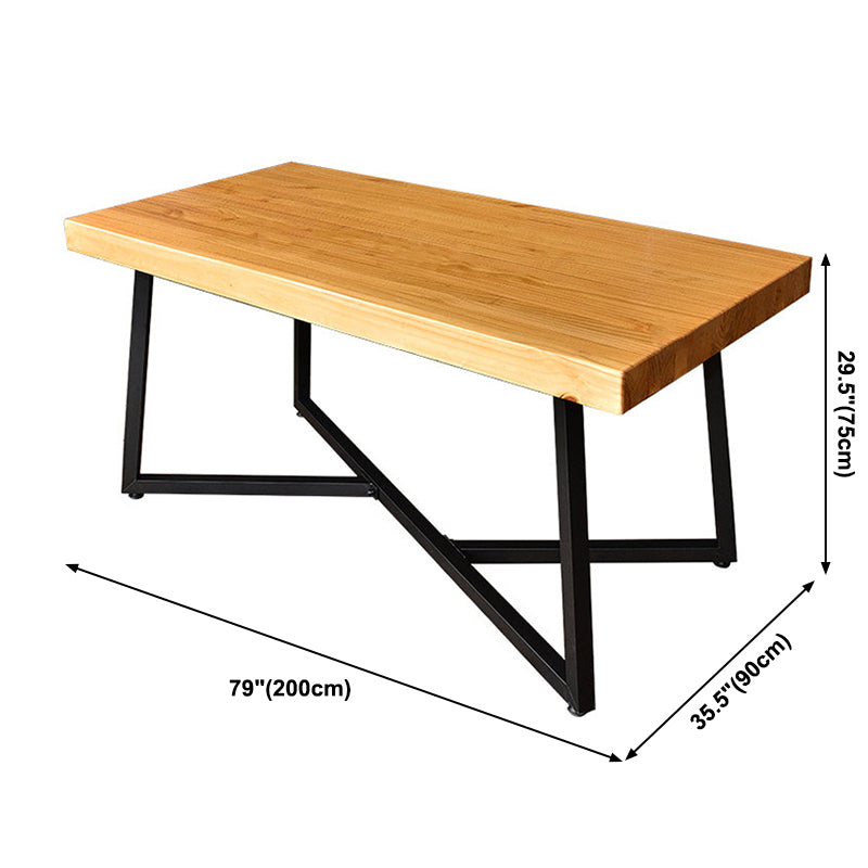 Industrial Style Solid Wood Dining Table Home Use Rectangle Table with Trestle Base Clearhalo ' dining_table' 'Dining Tables & Seating' 'Dining Tables' 'furn' 'furn_dining_table' 'Furniture' 'furniture_dining_table' 'Kitchen & Dining Furniture' 'kitchen&dining_furn' 'kitchen' 'kitchen_dining_table' 3739169