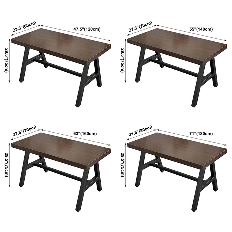 Industrial Rectangle Dining Table Pine Solid Wood Table with Black Trestle Base Clearhalo ' dining_table' 'Dining Tables & Seating' 'Dining Tables' 'furn' 'furn_dining_table' 'Furniture' 'furniture_dining_table' 'Kitchen & Dining Furniture' 'kitchen&dining_furn' 'kitchen' 'kitchen_dining_table' 3739175
