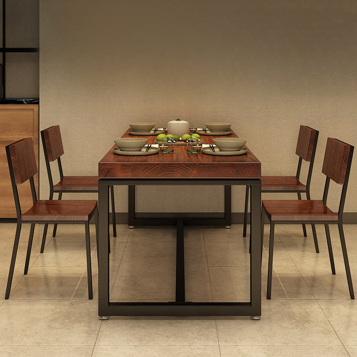 Solid Wood Industrial Style Dining Table Brown Rectangle Table with Black Frame for Dinning Room Clearhalo ' dining_table' 'Dining Tables & Seating' 'Dining Tables' 'furn' 'furn_dining_table' 'Furniture' 'furniture_dining_table' 'Kitchen & Dining Furniture' 'kitchen&dining_furn' 'kitchen' 'kitchen_dining_table' 3739194