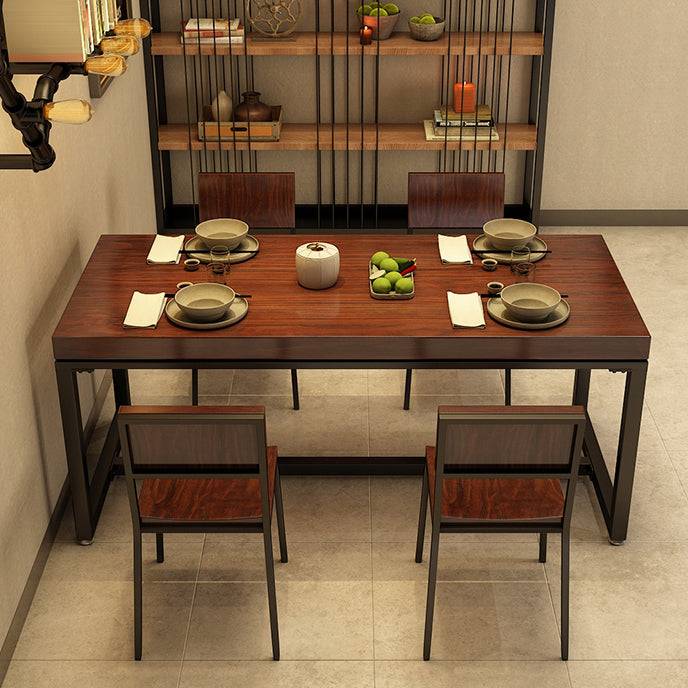 Solid Wood Industrial Style Dining Table Brown Rectangle Table with Black Frame for Dinning Room Clearhalo ' dining_table' 'Dining Tables & Seating' 'Dining Tables' 'furn' 'furn_dining_table' 'Furniture' 'furniture_dining_table' 'Kitchen & Dining Furniture' 'kitchen&dining_furn' 'kitchen' 'kitchen_dining_table' 3739195