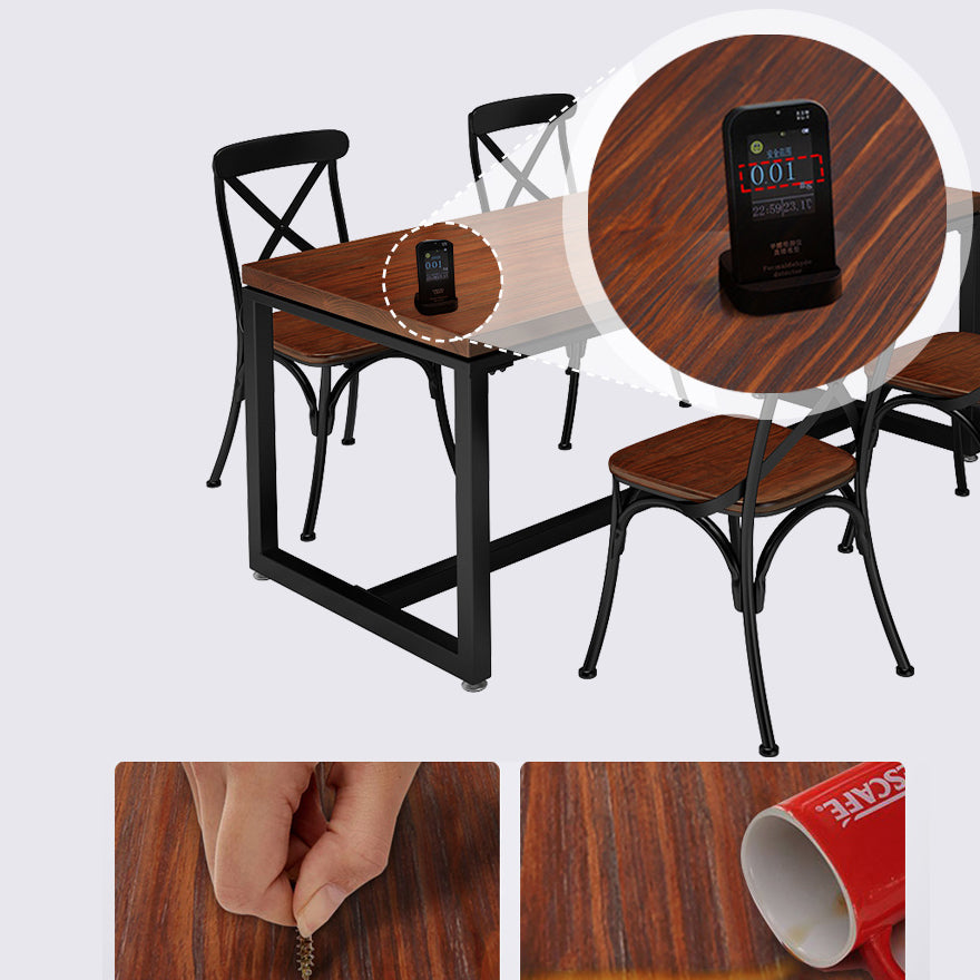 Solid Wood Industrial Style Dining Table Brown Rectangle Table with Black Frame for Dinning Room Clearhalo ' dining_table' 'Dining Tables & Seating' 'Dining Tables' 'furn' 'furn_dining_table' 'Furniture' 'furniture_dining_table' 'Kitchen & Dining Furniture' 'kitchen&dining_furn' 'kitchen' 'kitchen_dining_table' 3739198