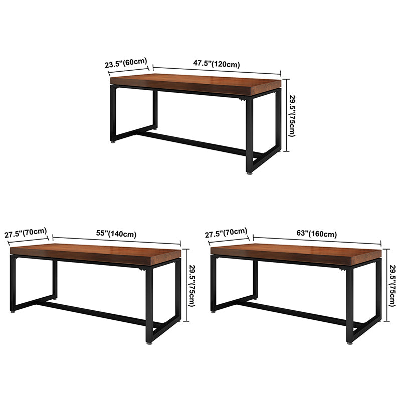 Solid Wood Industrial Style Dining Table Brown Rectangle Table with Black Frame for Dinning Room Clearhalo ' dining_table' 'Dining Tables & Seating' 'Dining Tables' 'furn' 'furn_dining_table' 'Furniture' 'furniture_dining_table' 'Kitchen & Dining Furniture' 'kitchen&dining_furn' 'kitchen' 'kitchen_dining_table' 3739201