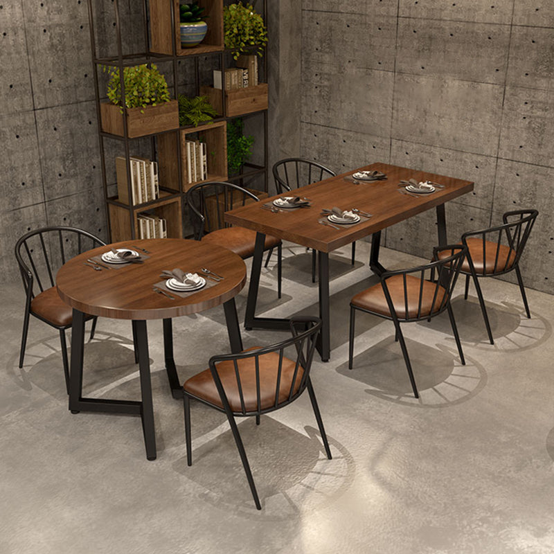 Industrial Dining Table Pine Solid Wood Table with Black Double Pedestal for Home Kitchen Dinner Clearhalo ' dining_table' 'Dining Tables & Seating' 'Dining Tables' 'furn' 'furn_dining_table' 'Furniture' 'furniture_dining_table' 'Kitchen & Dining Furniture' 'kitchen&dining_furn' 'kitchen' 'kitchen_dining_table' 3739202