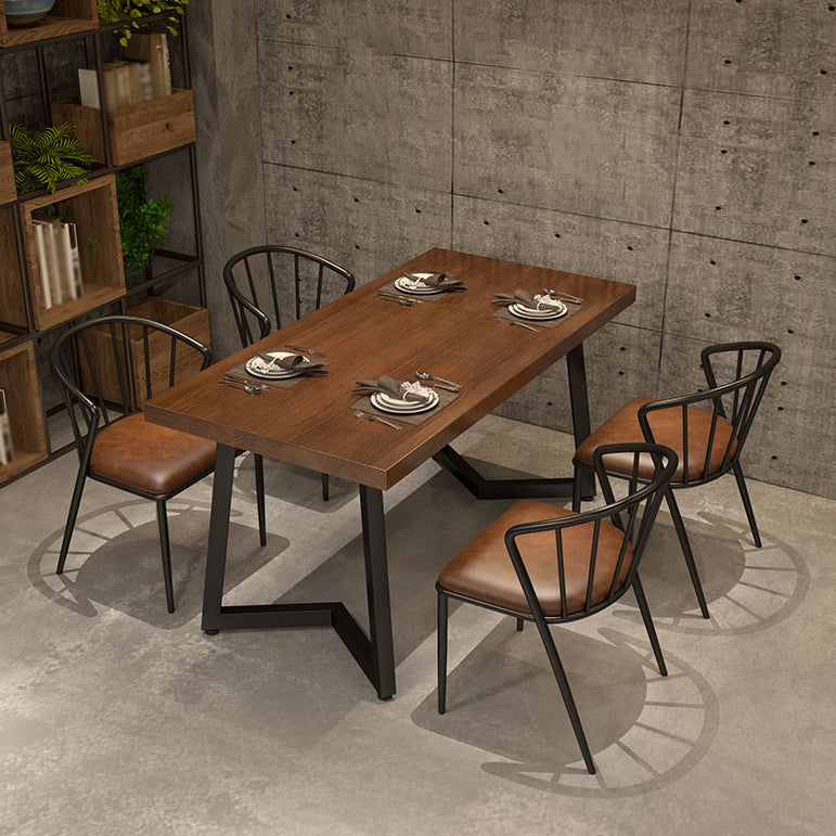 Industrial Dining Table Pine Solid Wood Table with Black Double Pedestal for Home Kitchen Dinner Clearhalo ' dining_table' 'Dining Tables & Seating' 'Dining Tables' 'furn' 'furn_dining_table' 'Furniture' 'furniture_dining_table' 'Kitchen & Dining Furniture' 'kitchen&dining_furn' 'kitchen' 'kitchen_dining_table' 3739205