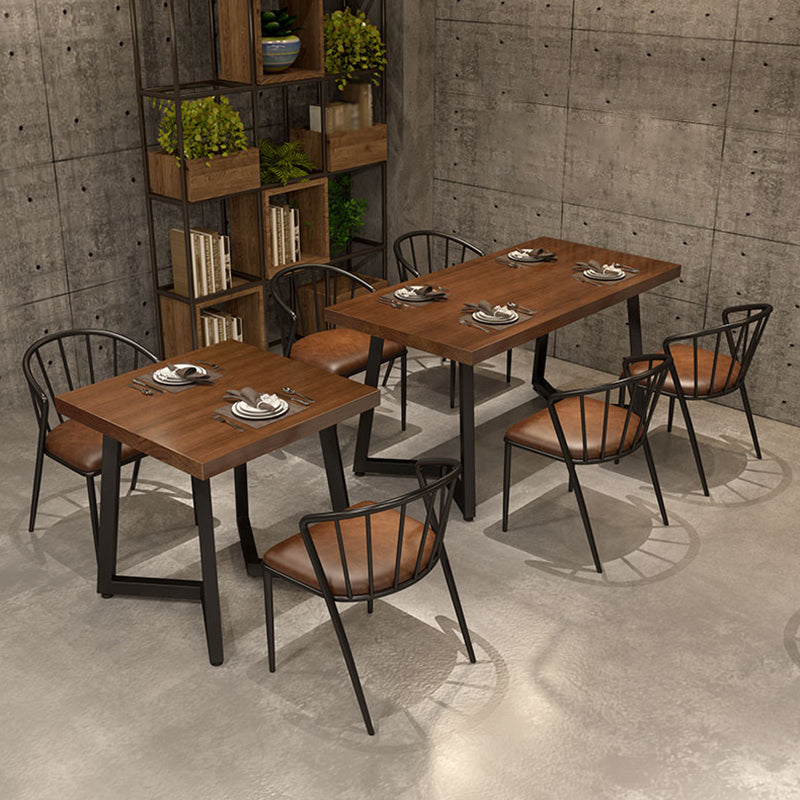 Industrial Dining Table Pine Solid Wood Table with Black Double Pedestal for Home Kitchen Dinner Clearhalo ' dining_table' 'Dining Tables & Seating' 'Dining Tables' 'furn' 'furn_dining_table' 'Furniture' 'furniture_dining_table' 'Kitchen & Dining Furniture' 'kitchen&dining_furn' 'kitchen' 'kitchen_dining_table' 3739207