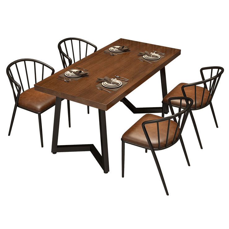 Industrial Dining Table Pine Solid Wood Table with Black Double Pedestal for Home Kitchen Dinner Clearhalo ' dining_table' 'Dining Tables & Seating' 'Dining Tables' 'furn' 'furn_dining_table' 'Furniture' 'furniture_dining_table' 'Kitchen & Dining Furniture' 'kitchen&dining_furn' 'kitchen' 'kitchen_dining_table' 3739211