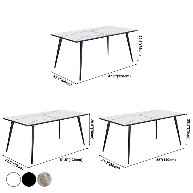 Rectangular Modern Style Sintered Stone Dining Table Dining Furniture with 4 Legs Metallic Base Clearhalo ' dining_table' 'Dining Tables & Seating' 'Dining Tables' 'furn' 'furn_dining_table' 'Furniture' 'furniture_dining_table' 'Kitchen & Dining Furniture' 'kitchen&dining_furn' 'kitchen' 'kitchen_dining_table' 3739223