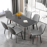 Rectangular Modern Style Sintered Stone Dining Table Dining Furniture with 4 Legs Metallic Base Clearhalo ' dining_table' 'Dining Tables & Seating' 'Dining Tables' 'furn' 'furn_dining_table' 'Furniture' 'furniture_dining_table' 'Kitchen & Dining Furniture' 'kitchen&dining_furn' 'kitchen' 'kitchen_dining_table' 3739224