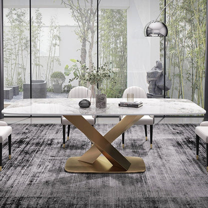 Stone Dining Table Traditional Luxury Dining Site Table with Stainless Steel Base Without Chairs Clearhalo ' dining_table' 'Dining Tables & Seating' 'Dining Tables' 'furn' 'furn_dining_table' 'Furniture' 'furniture_dining_table' 'Kitchen & Dining Furniture' 'kitchen&dining_furn' 'kitchen' 'kitchen_dining_table' 3739229