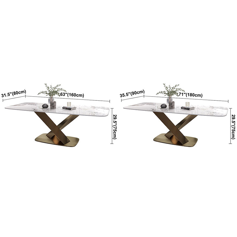 Stone Dining Table Traditional Luxury Dining Site Table with Stainless Steel Base Clearhalo ' dining_table' 'Dining Tables & Seating' 'Dining Tables' 'furn' 'furn_dining_table' 'Furniture' 'furniture_dining_table' 'Kitchen & Dining Furniture' 'kitchen&dining_furn' 'kitchen' 'kitchen_dining_table' 3739238