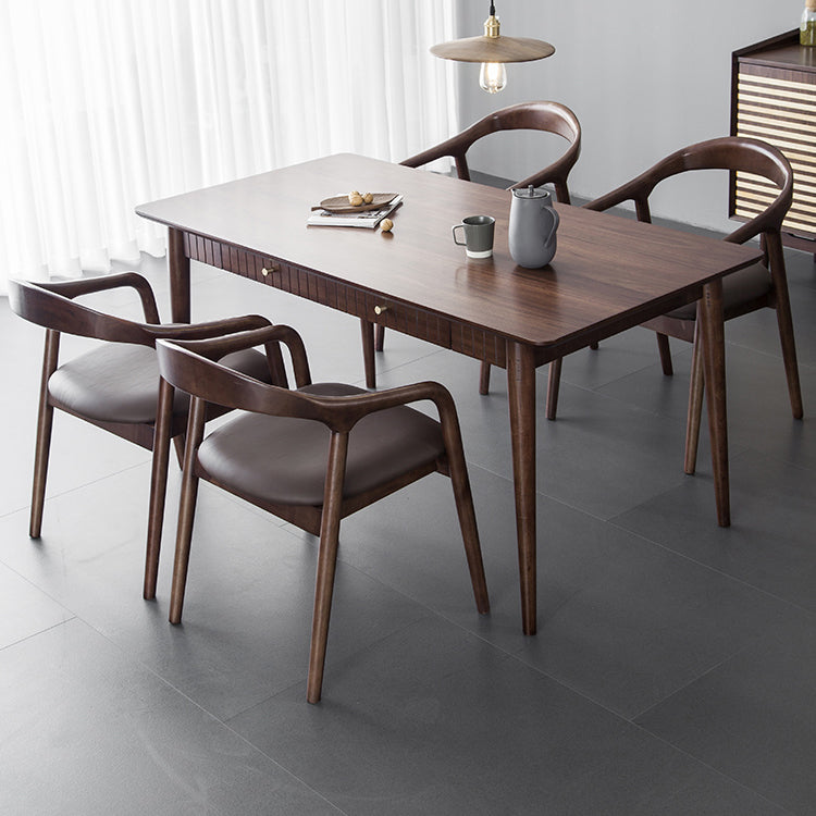 Hickory Rectangle Wood Table Storage Dining Table with 4 Legs for Restaurant Clearhalo ' dining_table' 'Dining Tables & Seating' 'Dining Tables' 'furn' 'furn_dining_table' 'Furniture' 'furniture_dining_table' 'Kitchen & Dining Furniture' 'kitchen&dining_furn' 'kitchen' 'kitchen_dining_table' 3739239