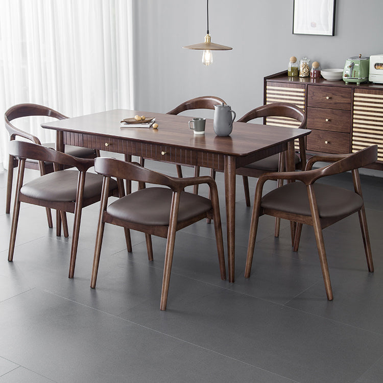 Hickory Rectangle Wood Table Storage Dining Table with 4 Legs for Restaurant Clearhalo ' dining_table' 'Dining Tables & Seating' 'Dining Tables' 'furn' 'furn_dining_table' 'Furniture' 'furniture_dining_table' 'Kitchen & Dining Furniture' 'kitchen&dining_furn' 'kitchen' 'kitchen_dining_table' 3739242