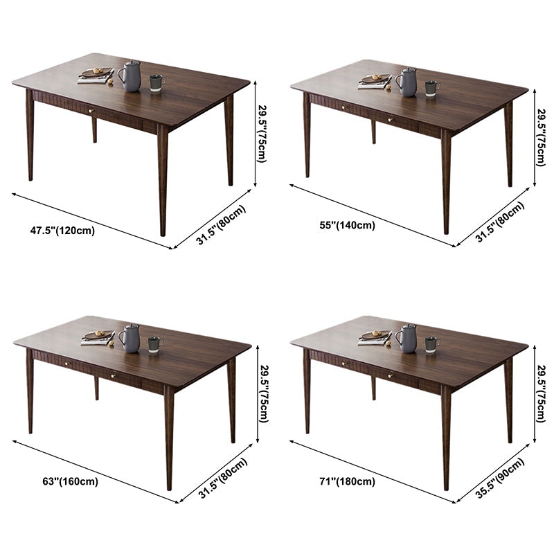 Hickory Rectangle Wood Table Storage Dining Table with 4 Legs for Restaurant Clearhalo ' dining_table' 'Dining Tables & Seating' 'Dining Tables' 'furn' 'furn_dining_table' 'Furniture' 'furniture_dining_table' 'Kitchen & Dining Furniture' 'kitchen&dining_furn' 'kitchen' 'kitchen_dining_table' 3739250