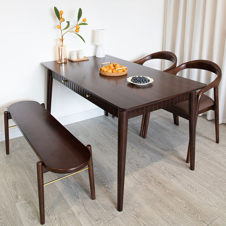 Hickory Rectangle Wood Table Storage Dining Table with 4 Legs for Restaurant Clearhalo ' dining_table' 'Dining Tables & Seating' 'Dining Tables' 'furn' 'furn_dining_table' 'Furniture' 'furniture_dining_table' 'Kitchen & Dining Furniture' 'kitchen&dining_furn' 'kitchen' 'kitchen_dining_table' 3739255