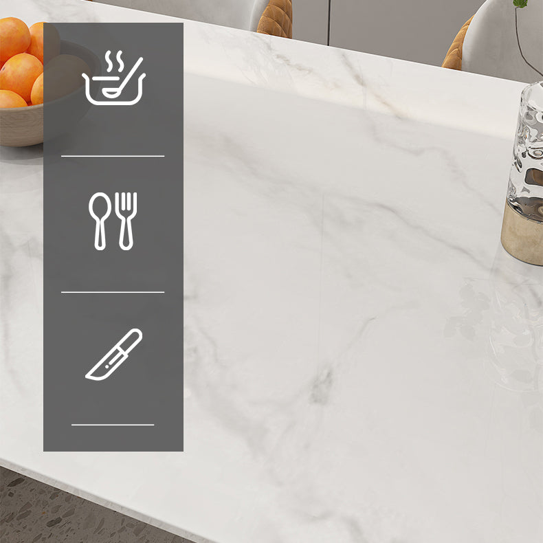 Contemporary Sintered Stone Dining Table Heteromorphic Shape Table with Double Pedestal Clearhalo ' dining_table' 'Dining Tables & Seating' 'Dining Tables' 'furn' 'furn_dining_table' 'Furniture' 'furniture_dining_table' 'Kitchen & Dining Furniture' 'kitchen&dining_furn' 'kitchen' 'kitchen_dining_table' 3739263