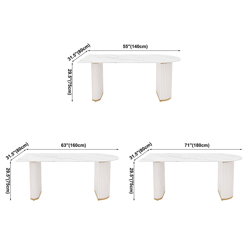 Contemporary Sintered Stone Dining Table Heteromorphic Shape Table with Double Pedestal Clearhalo ' dining_table' 'Dining Tables & Seating' 'Dining Tables' 'furn' 'furn_dining_table' 'Furniture' 'furniture_dining_table' 'Kitchen & Dining Furniture' 'kitchen&dining_furn' 'kitchen' 'kitchen_dining_table' 3739265