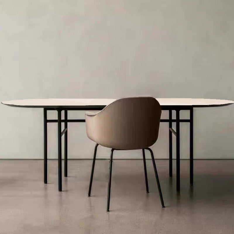 Metal Modern Oval Dining Table Wood Top Table for Dining Room and Kitchen Clearhalo ' dining_table' 'Dining Tables & Seating' 'Dining Tables' 'furn' 'furn_dining_table' 'Furniture' 'furniture_dining_table' 'Kitchen & Dining Furniture' 'kitchen&dining_furn' 'kitchen' 'kitchen_dining_table' 3739299