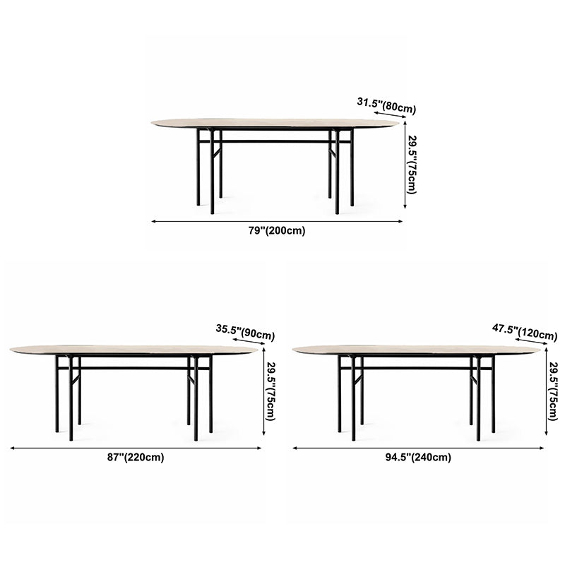 Metal Modern Oval Dining Table Wood Top Table for Dining Room and Kitchen Clearhalo ' dining_table' 'Dining Tables & Seating' 'Dining Tables' 'furn' 'furn_dining_table' 'Furniture' 'furniture_dining_table' 'Kitchen & Dining Furniture' 'kitchen&dining_furn' 'kitchen' 'kitchen_dining_table' 3739304