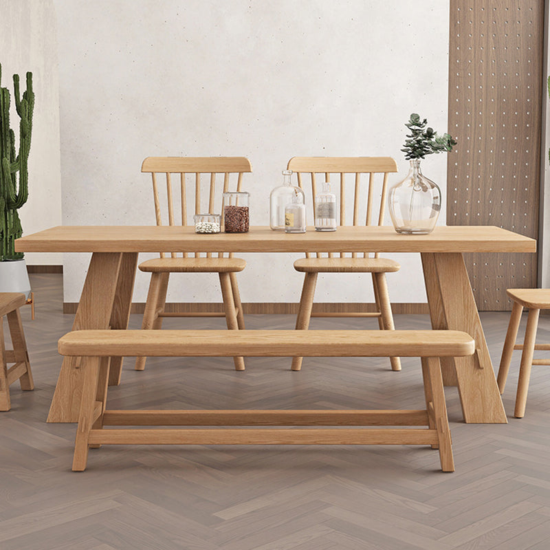 Solid Wood Rectangle Table Modern Dining Table in Nature with Trestle Base for Restaurant Clearhalo ' dining_table' 'Dining Tables & Seating' 'Dining Tables' 'furn' 'furn_dining_table' 'Furniture' 'furniture_dining_table' 'Kitchen & Dining Furniture' 'kitchen&dining_furn' 'kitchen' 'kitchen_dining_table' 3739305