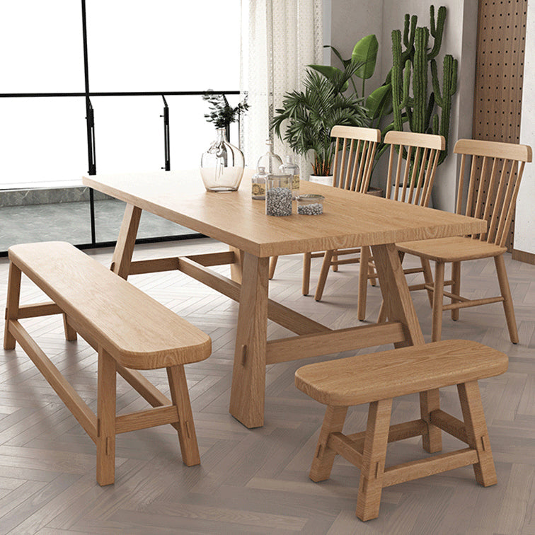 Solid Wood Rectangle Table Modern Dining Table in Nature with Trestle Base for Restaurant Clearhalo ' dining_table' 'Dining Tables & Seating' 'Dining Tables' 'furn' 'furn_dining_table' 'Furniture' 'furniture_dining_table' 'Kitchen & Dining Furniture' 'kitchen&dining_furn' 'kitchen' 'kitchen_dining_table' 3739311