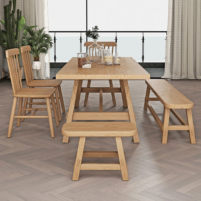 Solid Wood Rectangle Table Modern Dining Table in Nature with Trestle Base for Restaurant Clearhalo ' dining_table' 'Dining Tables & Seating' 'Dining Tables' 'furn' 'furn_dining_table' 'Furniture' 'furniture_dining_table' 'Kitchen & Dining Furniture' 'kitchen&dining_furn' 'kitchen' 'kitchen_dining_table' 3739312