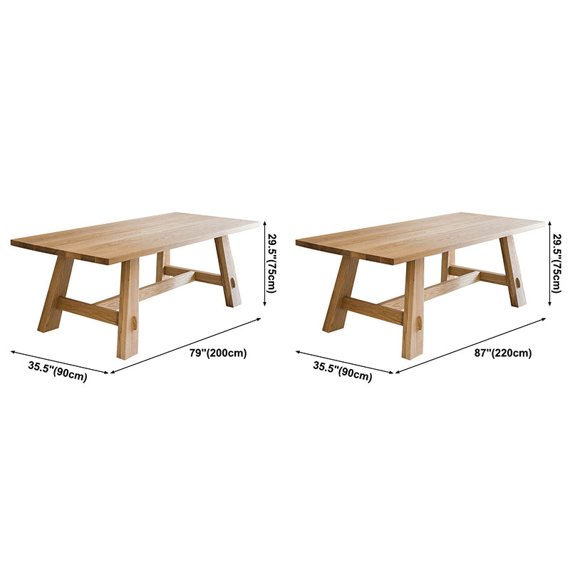 Solid Wood Rectangle Table Modern Dining Table in Nature with Trestle Base for Restaurant Clearhalo ' dining_table' 'Dining Tables & Seating' 'Dining Tables' 'furn' 'furn_dining_table' 'Furniture' 'furniture_dining_table' 'Kitchen & Dining Furniture' 'kitchen&dining_furn' 'kitchen' 'kitchen_dining_table' 3739314