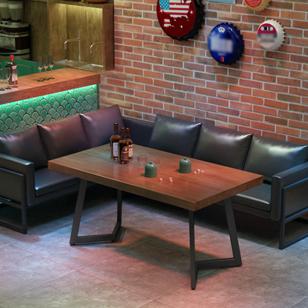 Industrial Dining Table Pine Solid Wood Table with Black Base for Home Kitchen Dinner Clearhalo ' dining_table' 'Dining Tables & Seating' 'Dining Tables' 'furn' 'furn_dining_table' 'Furniture' 'furniture_dining_table' 'Kitchen & Dining Furniture' 'kitchen&dining_furn' 'kitchen' 'kitchen_dining_table' 3739319