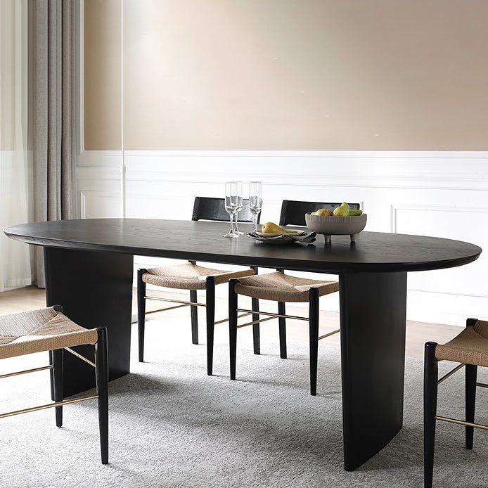 Solid Wood Contemporary Oval Dining Table Black Wood Top Table for Dining Room Without Chairs Clearhalo ' dining_table' 'Dining Tables & Seating' 'Dining Tables' 'furn' 'furn_dining_table' 'Furniture' 'furniture_dining_table' 'Kitchen & Dining Furniture' 'kitchen&dining_furn' 'kitchen' 'kitchen_dining_table' 3739363