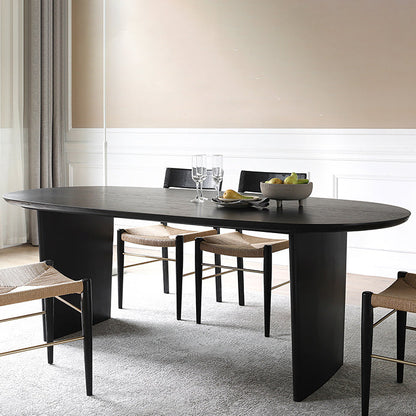 Solid Wood Contemporary Oval Dining Table Black Wood Top Table for Dining Room Without Chairs Clearhalo ' dining_table' 'Dining Tables & Seating' 'Dining Tables' 'furn' 'furn_dining_table' 'Furniture' 'furniture_dining_table' 'Kitchen & Dining Furniture' 'kitchen&dining_furn' 'kitchen' 'kitchen_dining_table' 3739363