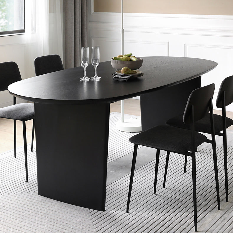Solid Wood Contemporary Oval Dining Table Black Wood Top Table for Dining Room Clearhalo ' dining_table' 'Dining Tables & Seating' 'Dining Tables' 'furn' 'furn_dining_table' 'Furniture' 'furniture_dining_table' 'Kitchen & Dining Furniture' 'kitchen&dining_furn' 'kitchen' 'kitchen_dining_table' 3739364