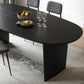 Solid Wood Contemporary Oval Dining Table Black Wood Top Table for Dining Room Clearhalo ' dining_table' 'Dining Tables & Seating' 'Dining Tables' 'furn' 'furn_dining_table' 'Furniture' 'furniture_dining_table' 'Kitchen & Dining Furniture' 'kitchen&dining_furn' 'kitchen' 'kitchen_dining_table' 3739366
