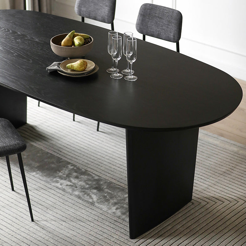 Solid Wood Contemporary Oval Dining Table Black Wood Top Table for Dining Room Clearhalo ' dining_table' 'Dining Tables & Seating' 'Dining Tables' 'furn' 'furn_dining_table' 'Furniture' 'furniture_dining_table' 'Kitchen & Dining Furniture' 'kitchen&dining_furn' 'kitchen' 'kitchen_dining_table' 3739366