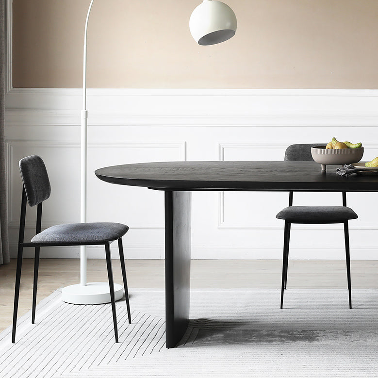 Solid Wood Contemporary Oval Dining Table Black Wood Top Table for Dining Room Clearhalo ' dining_table' 'Dining Tables & Seating' 'Dining Tables' 'furn' 'furn_dining_table' 'Furniture' 'furniture_dining_table' 'Kitchen & Dining Furniture' 'kitchen&dining_furn' 'kitchen' 'kitchen_dining_table' 3739368