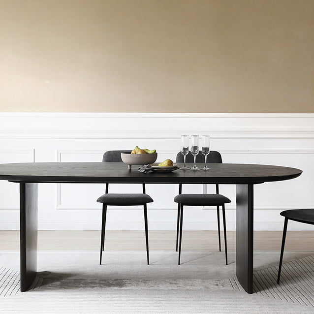 Solid Wood Contemporary Oval Dining Table Black Wood Top Table for Dining Room Clearhalo ' dining_table' 'Dining Tables & Seating' 'Dining Tables' 'furn' 'furn_dining_table' 'Furniture' 'furniture_dining_table' 'Kitchen & Dining Furniture' 'kitchen&dining_furn' 'kitchen' 'kitchen_dining_table' 3739369