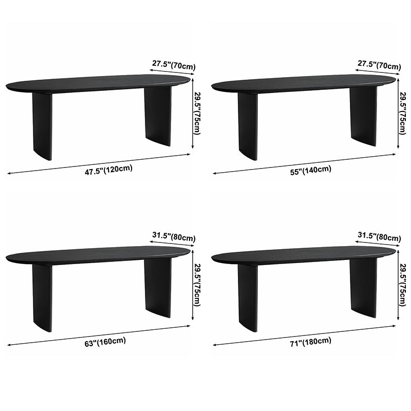 Solid Wood Contemporary Oval Dining Table Black Wood Top Table for Dining Room Clearhalo ' dining_table' 'Dining Tables & Seating' 'Dining Tables' 'furn' 'furn_dining_table' 'Furniture' 'furniture_dining_table' 'Kitchen & Dining Furniture' 'kitchen&dining_furn' 'kitchen' 'kitchen_dining_table' 3739370