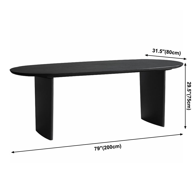 Solid Wood Contemporary Oval Dining Table Black Wood Top Table for Dining Room Clearhalo ' dining_table' 'Dining Tables & Seating' 'Dining Tables' 'furn' 'furn_dining_table' 'Furniture' 'furniture_dining_table' 'Kitchen & Dining Furniture' 'kitchen&dining_furn' 'kitchen' 'kitchen_dining_table' 3739371