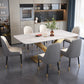 Glam Sintered Stone Kitchen Dining Table Rectangle Standard Dining Table with Pedestal Base Clearhalo ' dining_table' 'Dining Tables & Seating' 'Dining Tables' 'furn' 'furn_dining_table' 'Furniture' 'furniture_dining_table' 'Kitchen & Dining Furniture' 'kitchen&dining_furn' 'kitchen' 'kitchen_dining_table' 3739385