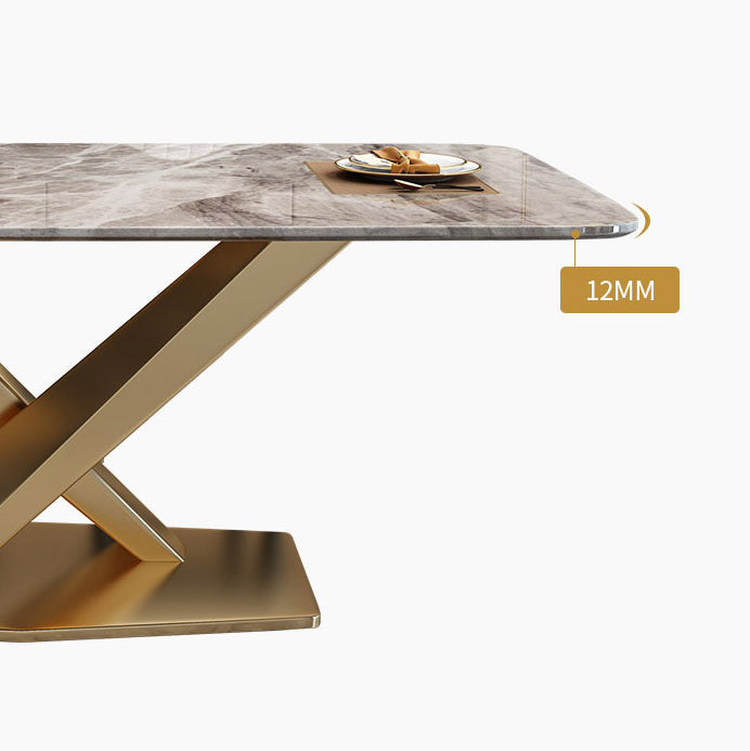 Glam Sintered Stone Kitchen Dining Table Rectangle Standard Dining Table with Pedestal Base Clearhalo ' dining_table' 'Dining Tables & Seating' 'Dining Tables' 'furn' 'furn_dining_table' 'Furniture' 'furniture_dining_table' 'Kitchen & Dining Furniture' 'kitchen&dining_furn' 'kitchen' 'kitchen_dining_table' 3739391