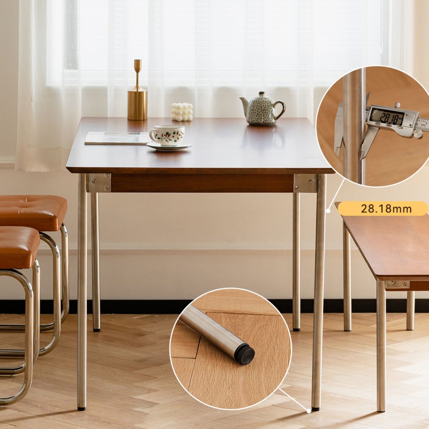 Minimalist Kitchen Brown Dining Table Rectangle Shape Solid Wood Dining Table with 4 Legs Base Clearhalo ' dining_table' 'Dining Tables & Seating' 'Dining Tables' 'furn' 'furn_dining_table' 'Furniture' 'furniture_dining_table' 'Kitchen & Dining Furniture' 'kitchen&dining_furn' 'kitchen' 'kitchen_dining_table' 3739413